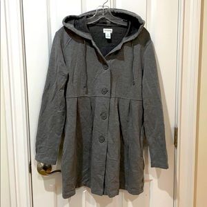 Button up maternity hooded sweatshirt